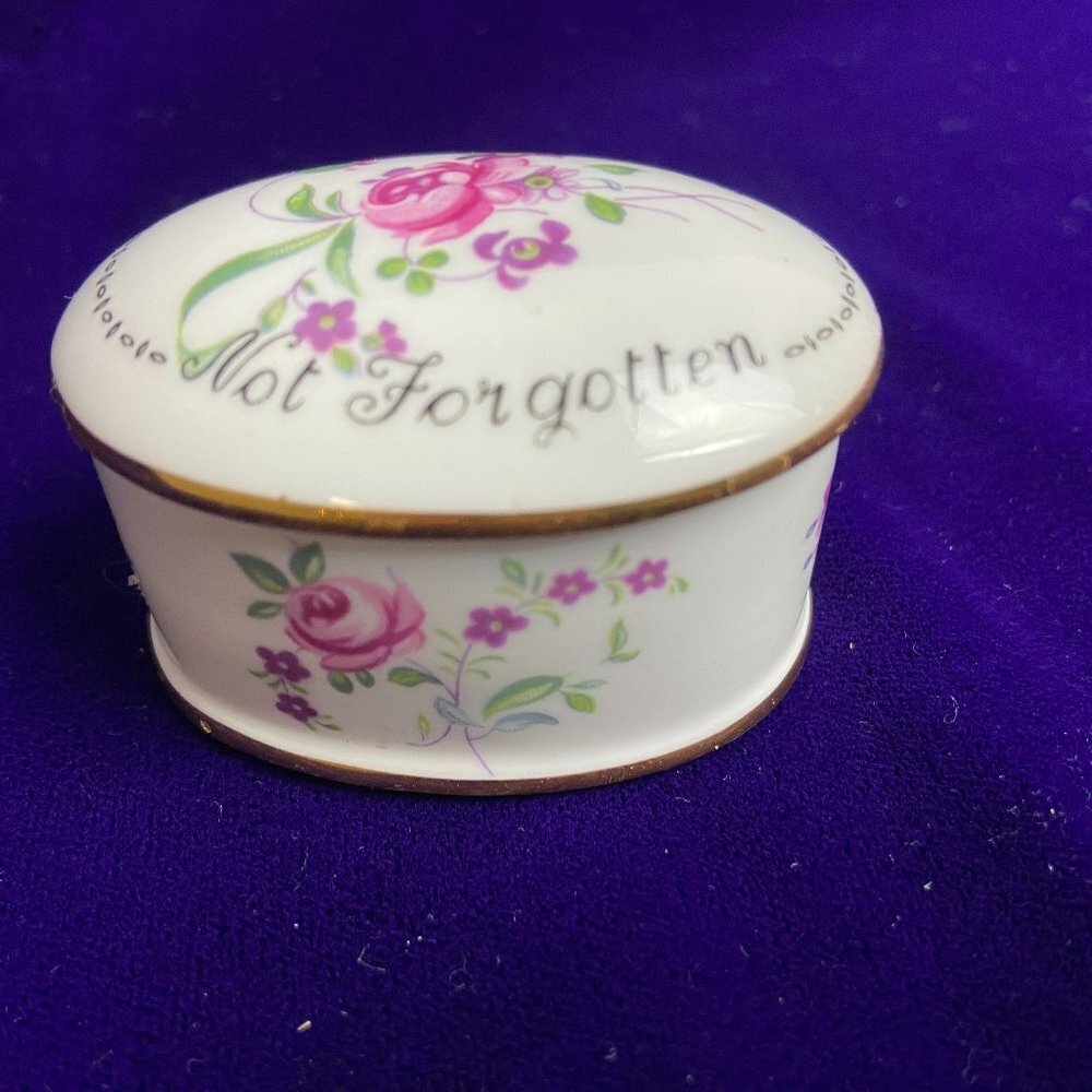 Vintage Crown Staffordshire England Fine Bone China Jewelry Trinket Box